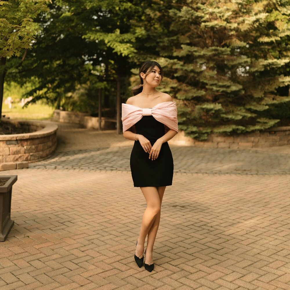 Pink Bow Cocktail Dress with corsette